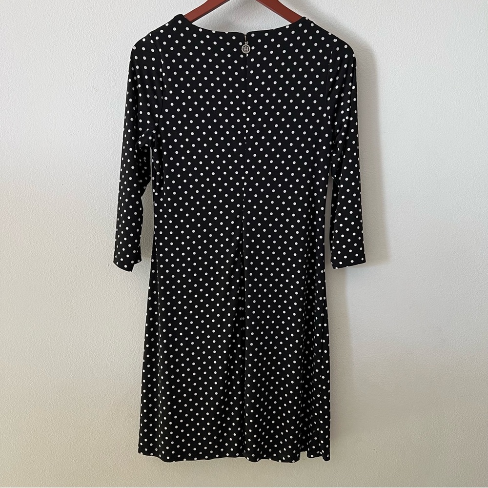 Tommy Hilfiger Black and White Polka Dot Mini Dress Sz 6 back zip - Picture 6 of 6